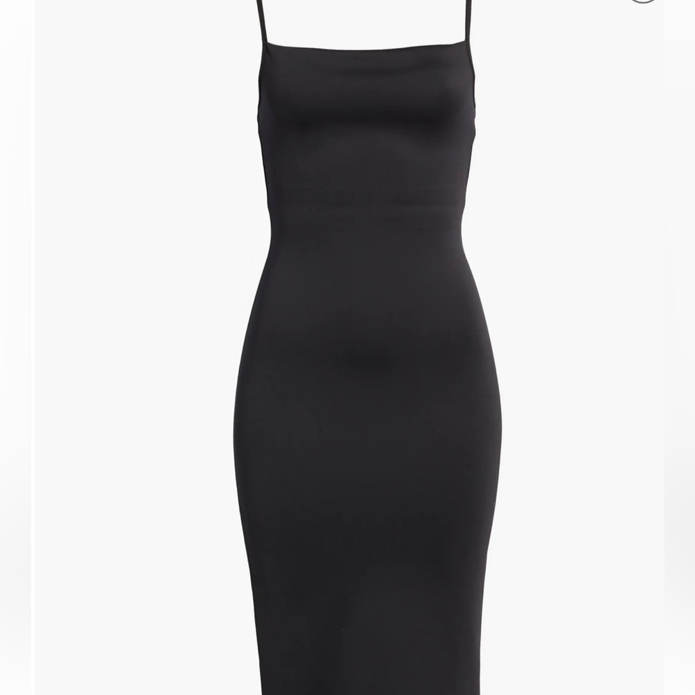 Good American Scuba Spaghetti Midi Dress Size 1 Black GDK001 - Picture 5 of 9